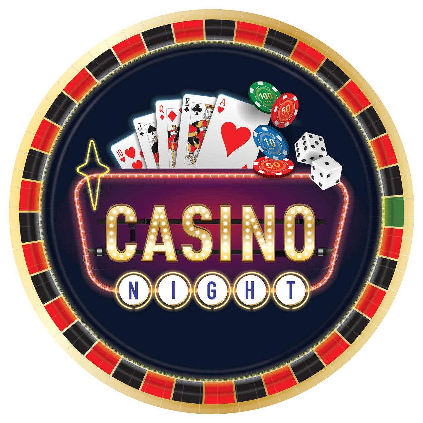 Roll The Dice Round Plates - 10.5" (Pack of 8) - Premium Quality & Eye-Catching Design - Perfect for Game Nights, Parties & Celebrations