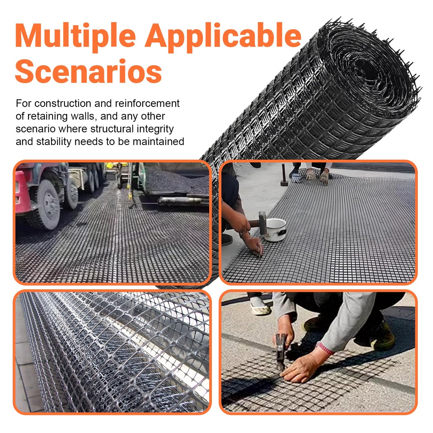 Bi-Directional Geogrid for Retaining Wall 3ft x 52ft,Geogrid Used for Driveway,Retaining Wall