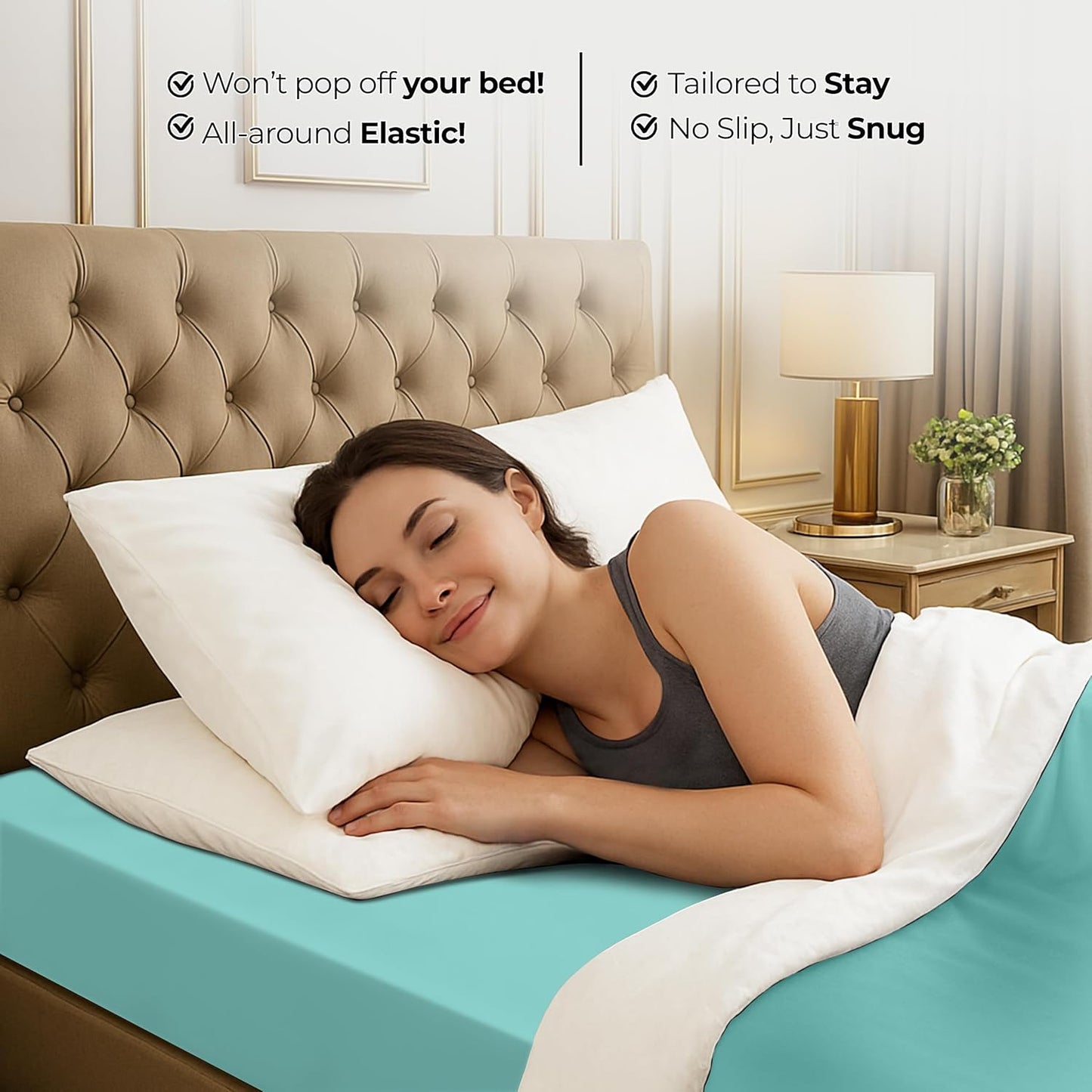 Utopia Bedding King Fitted Sheet - Soft Microfiber - Deep Pocket - Spa Blue - Fade Resistant & Easy Care