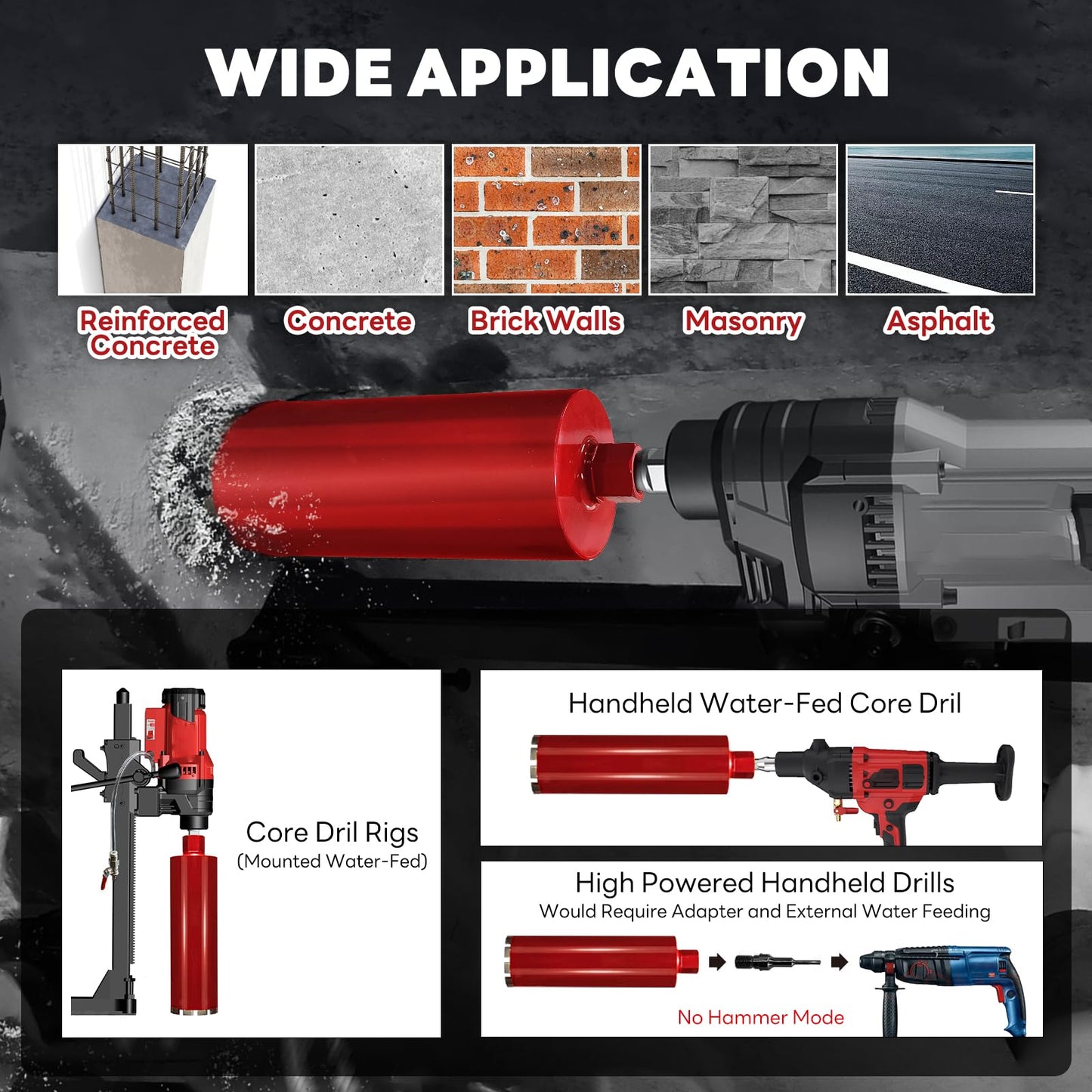 DaduoRi Premium 7" Wet Core Drill Bit for Hard Concrete with High-Density Diamond, Precision-Welded Segments, 1-1/4"-7 Thread x 14" Depth, Industrial Grade for Concrete Rebar, Brick, Masonry, Pavers