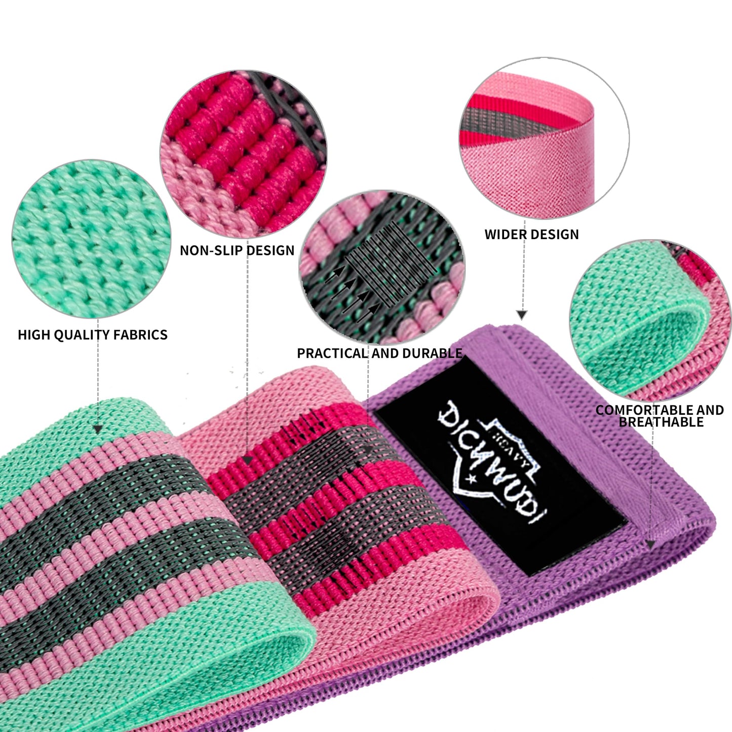 DICYWUDI Pilates Essentials Kit for Home Women, Pilates Equipment for Workouts, 6 Fabric Resistance Bands, 12 Inch Magic Circle Yoga Ring, Mini Exercise Ball, Great Exercise Accessories