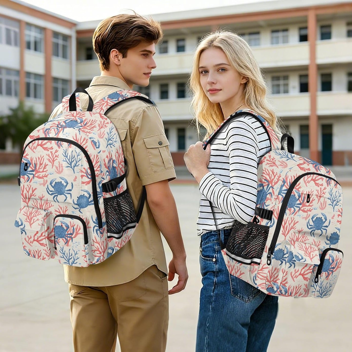 Backpack Backpack Daypack ALAZA School for Teen Girls Boys Ocean Crab Coral Kids Purse College Laptop Bookbag Casual