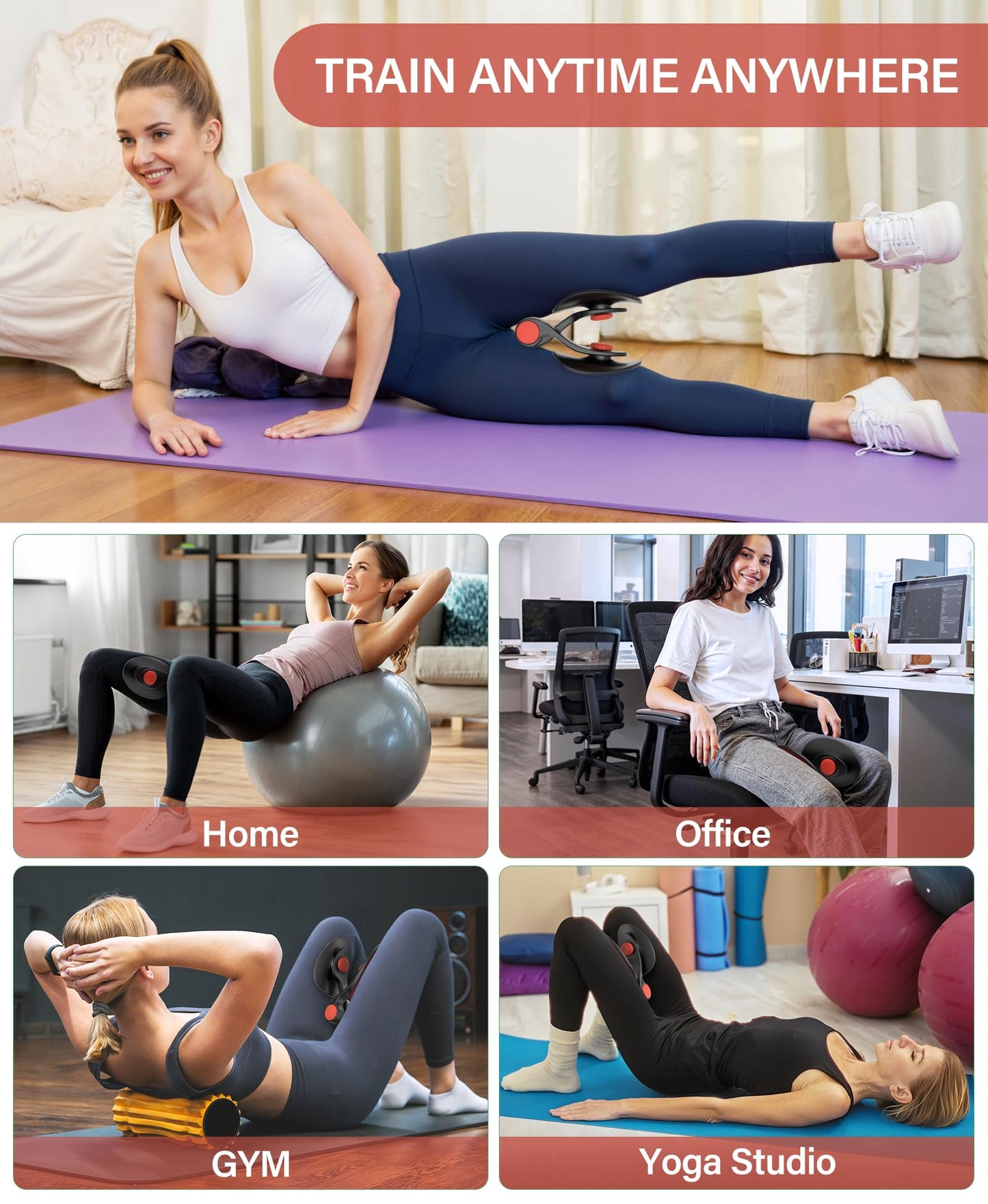 Kegel Exerciser, Pelvic Floor Muscle Exercise Devices for Women, Inner Thigh Exerciser Leg Workout Equipment Thigh Trainer for Male Hip Trimmer Inner Thigh Toner Workout