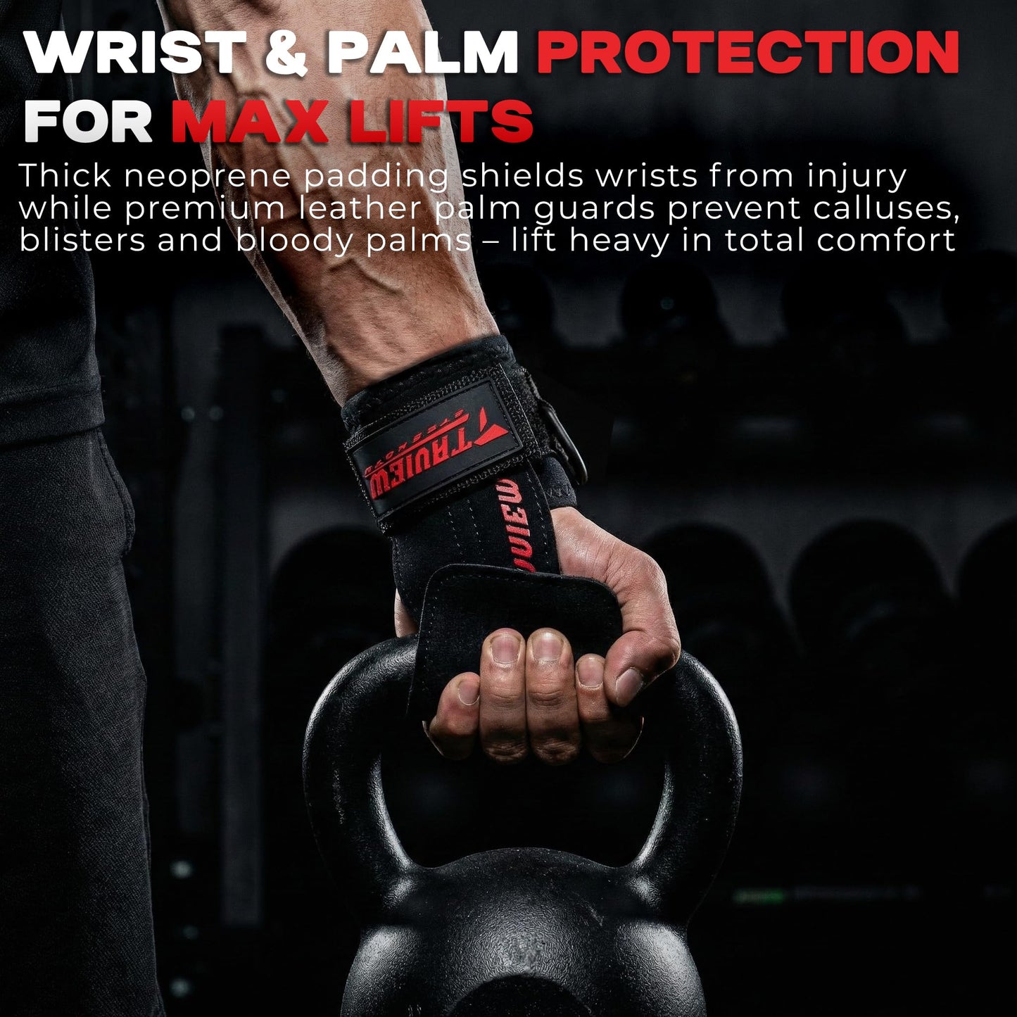 Wrist Straps for Weightlifting With D Ring,Double Layer Leather Wrist Strap For Deadlift And Powerlifting, Adjustable Neoprene Padded Gym Workout Lifting Hooks