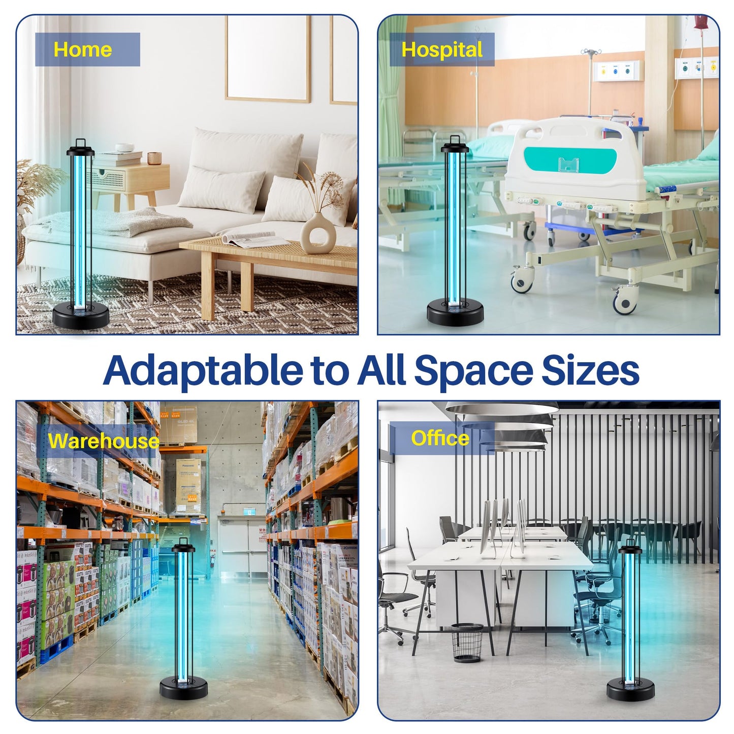 Qualirey 100W UV Light Sanitizer with Ozone Purifier for Room, UV Lamp with 3 Gear Timer Remote Control, Home Disinfection Device for Large Space, Disinfection Faster and More Thoroughly