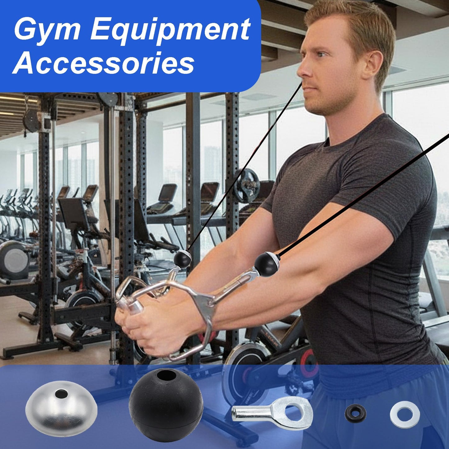 J Bryant 5mm Cable Hardware Kit for Gym Pulley Systems – Steel Ball Stoppers, Eyelets & Connectors for DIY Fitness Cable Repair & Custom Builds (Installation Tools Required) (Parts Kit E)
