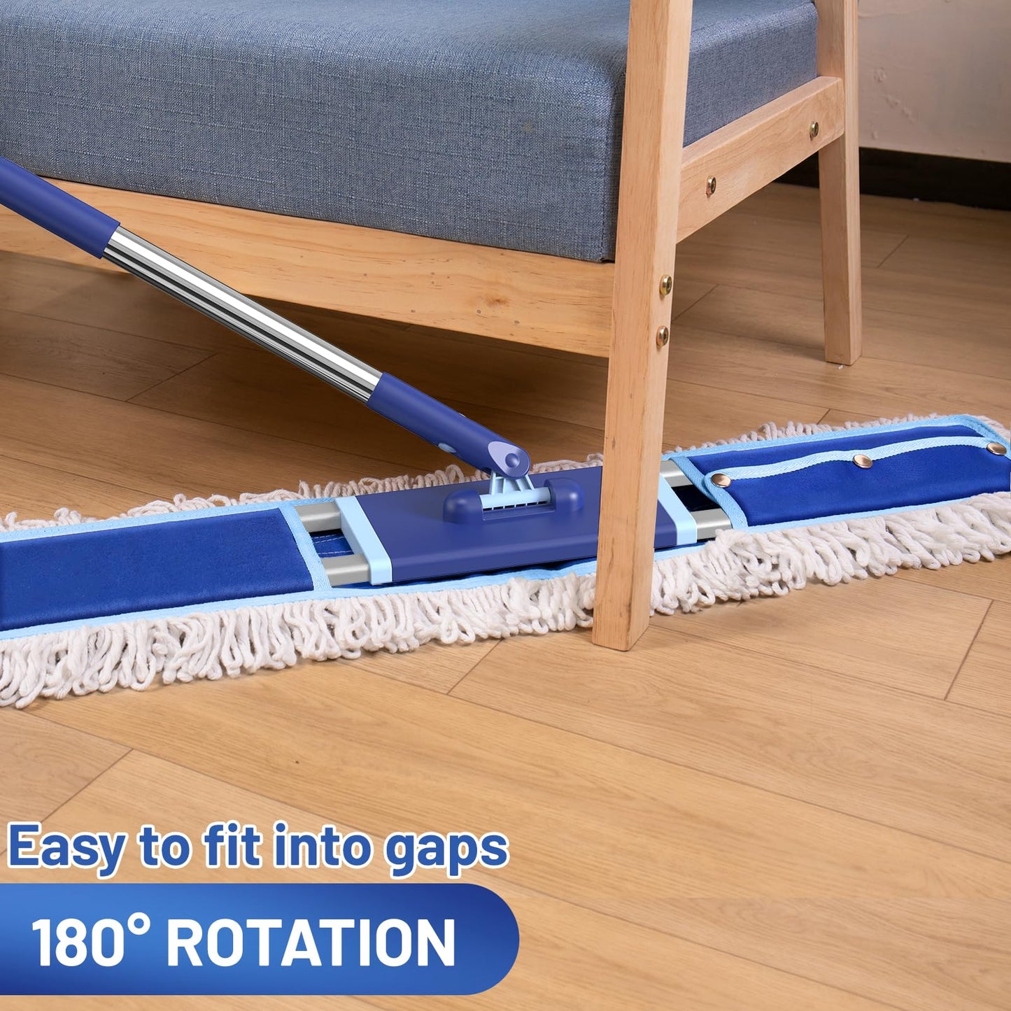 EHADOO 36" Commercial Dust Mop: Dry Dust Broom for Hardwood Floors Cleaning - 2 Mop Pads 59" Long Handle Heavy Duty Frame - Industrial Professional Cleaning Supplies for Hotel Warehouse School Janitor