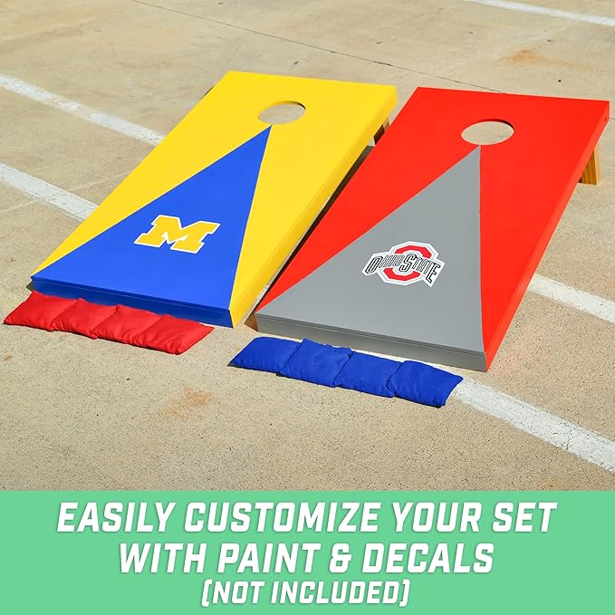 GoSports Solid Wood Premium Cornhole Sets - Choose 4 x 2 ft or 3 x 2 ft - Game Boards Include Set of 8 Cornhole Toss Bags