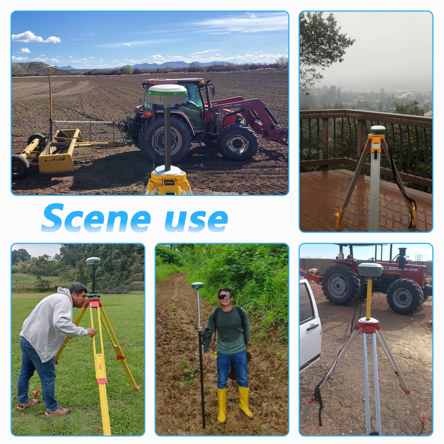 IMU RTK GPS Survey EQUIPEMNT 1cm Accuracy Kilometers Distance Between SMA26 PRO RTK Rover and RTK Base, Work as Base Station for Drones, 0-60° Tilt Surveying(Include Tripod, Pole&Tribrach)