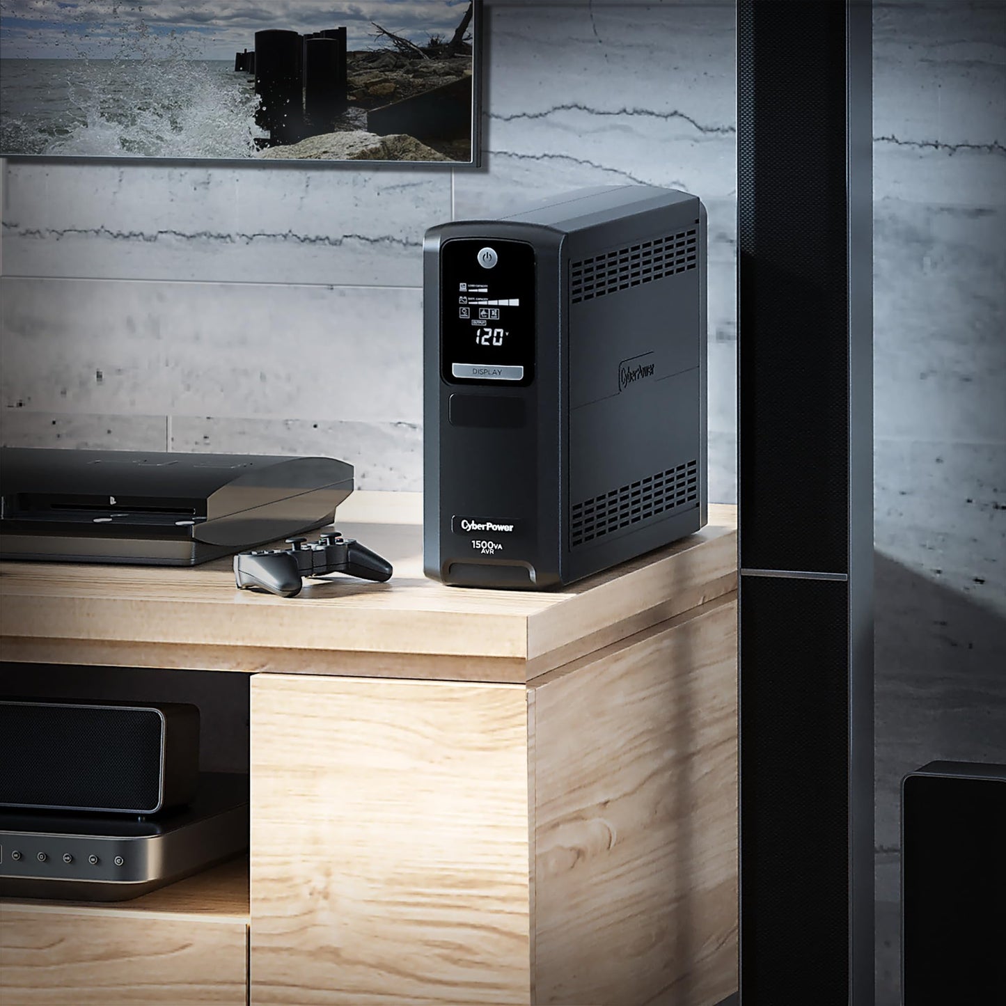 CyberPower LX1500GAVR Line‑Interactive UPS Battery Backup and Surge Protector, 1500VA/900W, AVR, 12 Outlets, LCD Display, Tower Design, UL Certified