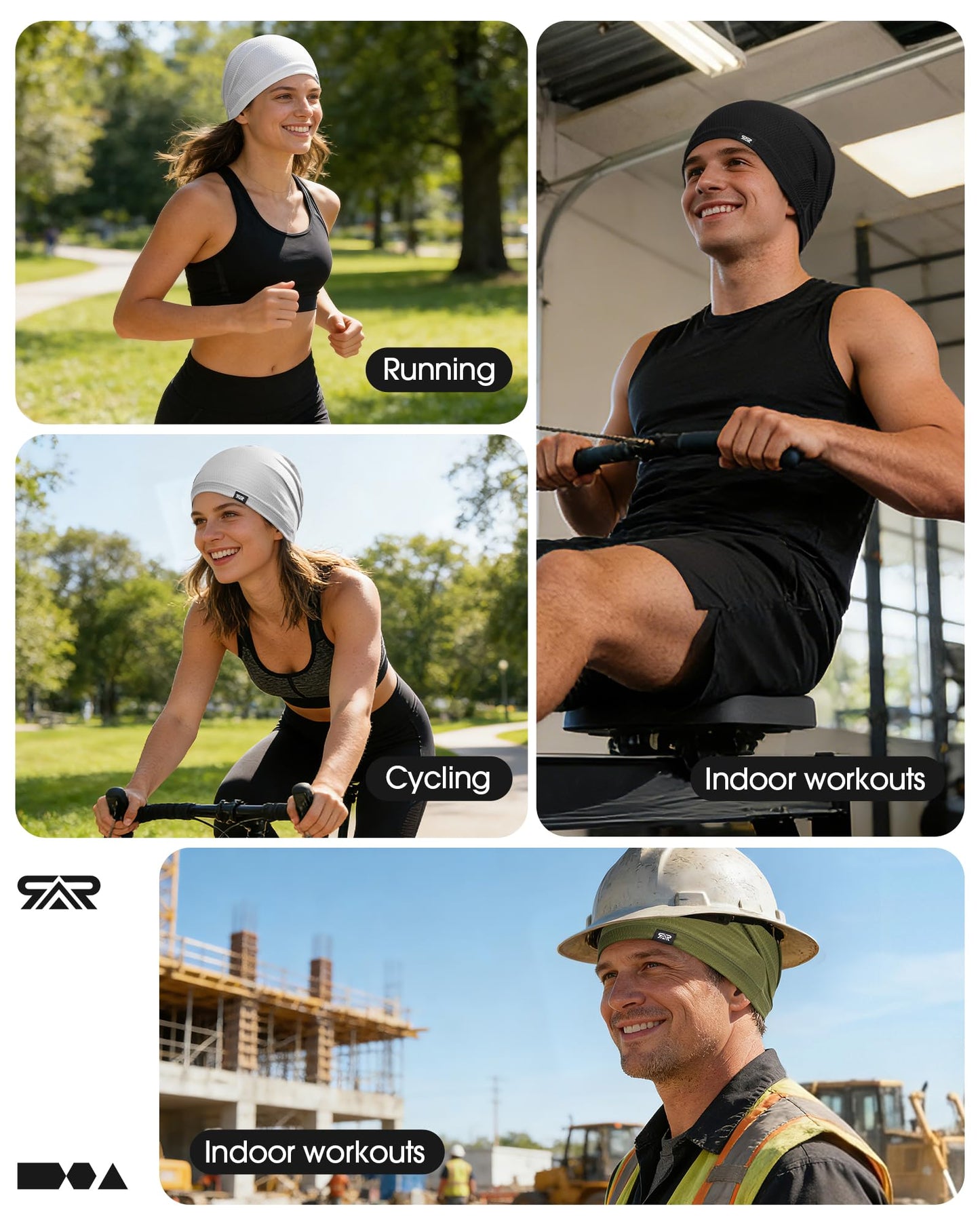 THINDUST 2Pcs Summer Mesh Breathable Skull Beanie - Soft Stretchy Slouchy Beanie Hat Men Women for Running Cycling Gym