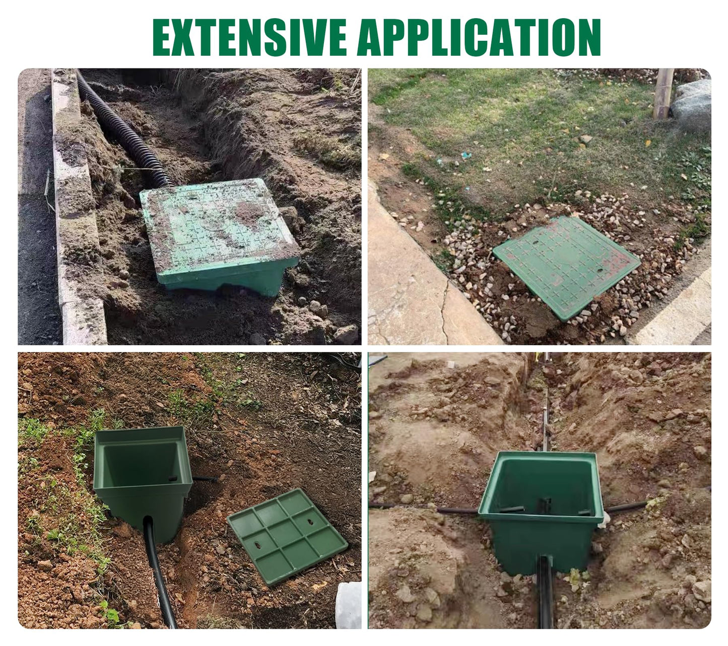 Natotela 20x20x20in Underground Splice Boxes W/FRP Inspection Lid Large Enclosure Pit Precast Polyethylene Distribution Pull Box Access Electrical Junction Drillable Tapered Wiring Cable Chamber