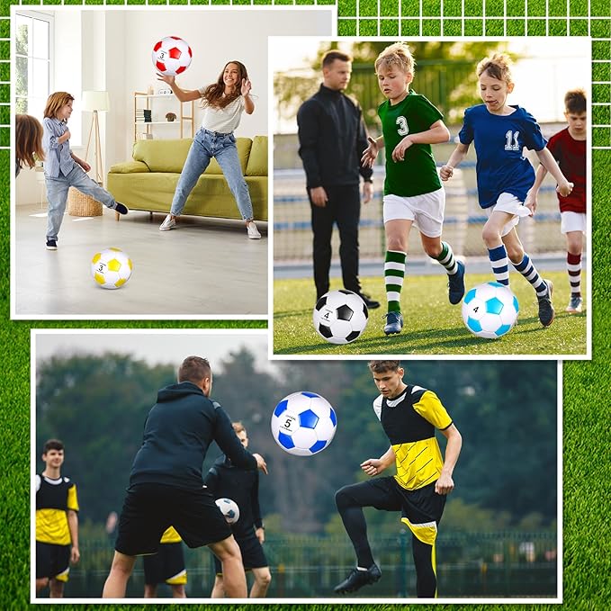 HyDren 8 Pcs Soccer Balls Bulk with Pump Deflated Official Size Sport Soccer Ball for Kid Adult Game Match Indoor Outdoor Gift for School Sports Game Birthday Party Gift Christmas Operation