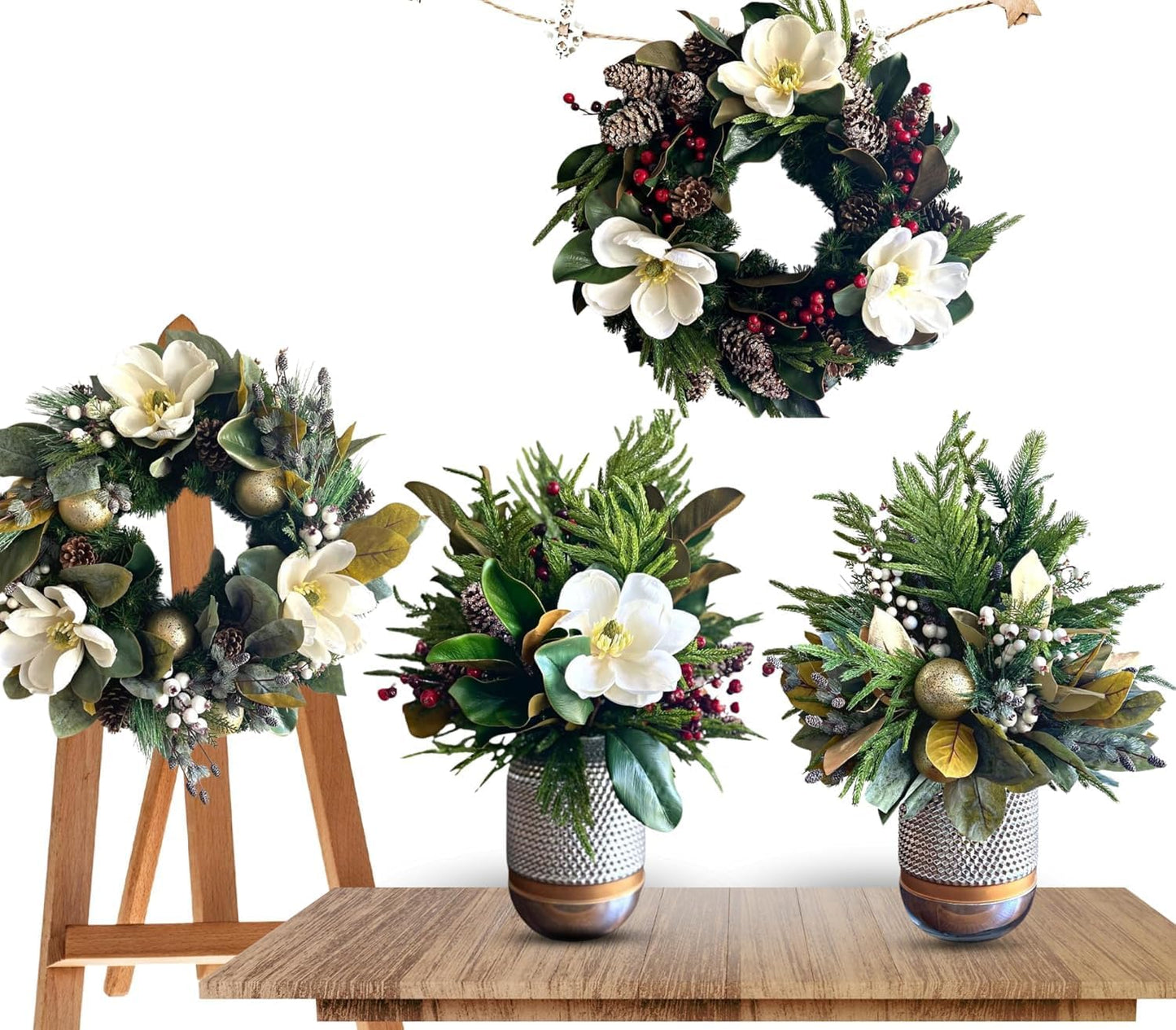 Skiennix Artificial Floral Wreath - Handcrafted Year-Round Decor for Front Door & Indoor/Outdoor Use