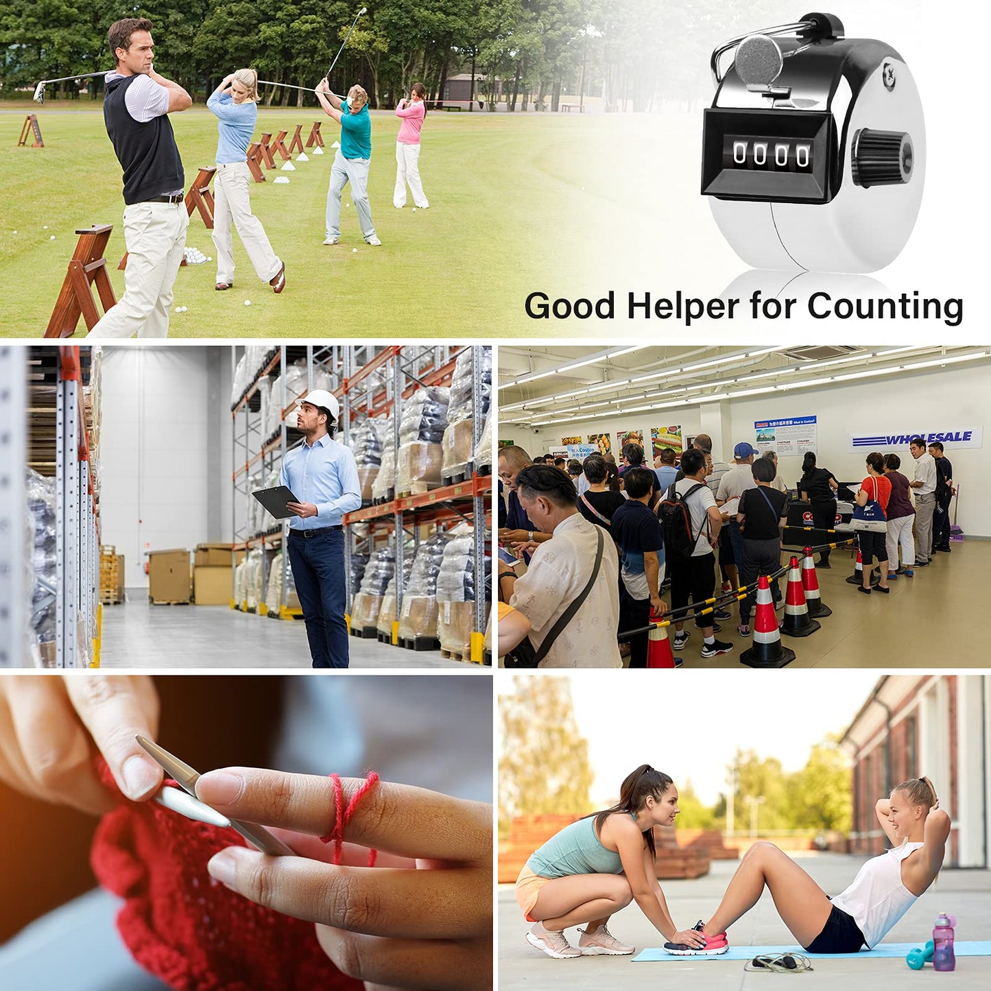 SDARMING Tally Counter, 4-Digit Clicker Counter, Metal Hand Tally Counters Clicker Pitch Counter for Counting, Knitting, Coaching, Golf, Lap, Fishing