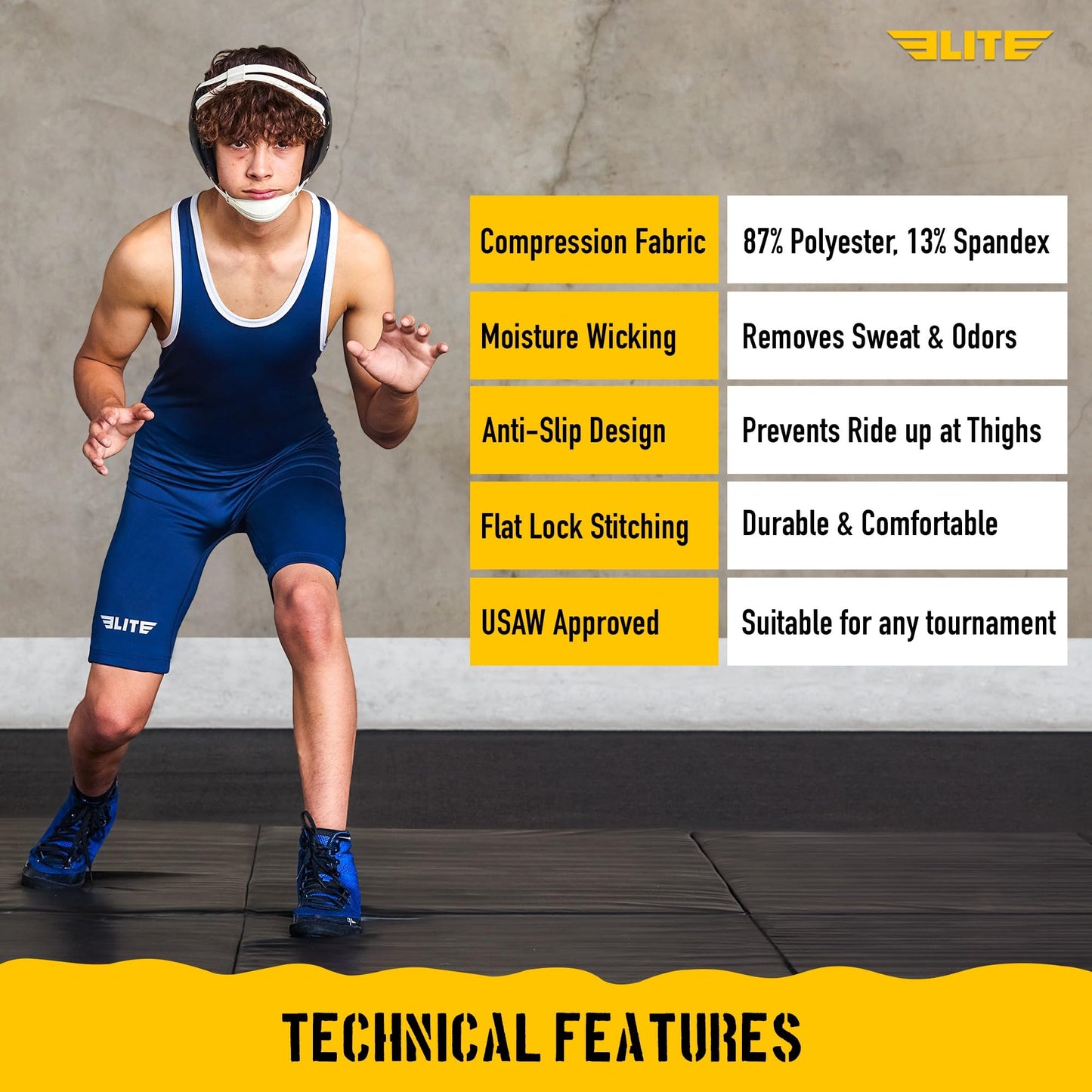 Elite Sports Men’s wrestling singlets, Standard Singlet for Men Wrestling Uniform (Navy, Small), Navy, Small