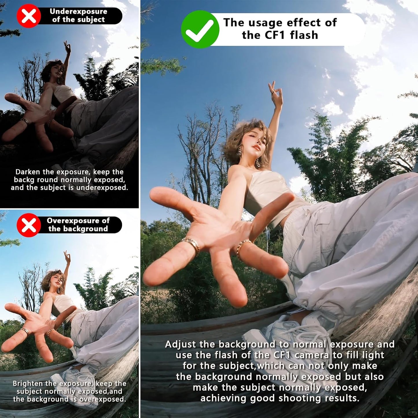 CAMEDAFLX CF1 GN15,7 GR3/Canon/Nikon/Sony ZV1/Fuji/Mini Mini Camera Flash Aluminum Camera Flash Power Levels Hot Shoe
