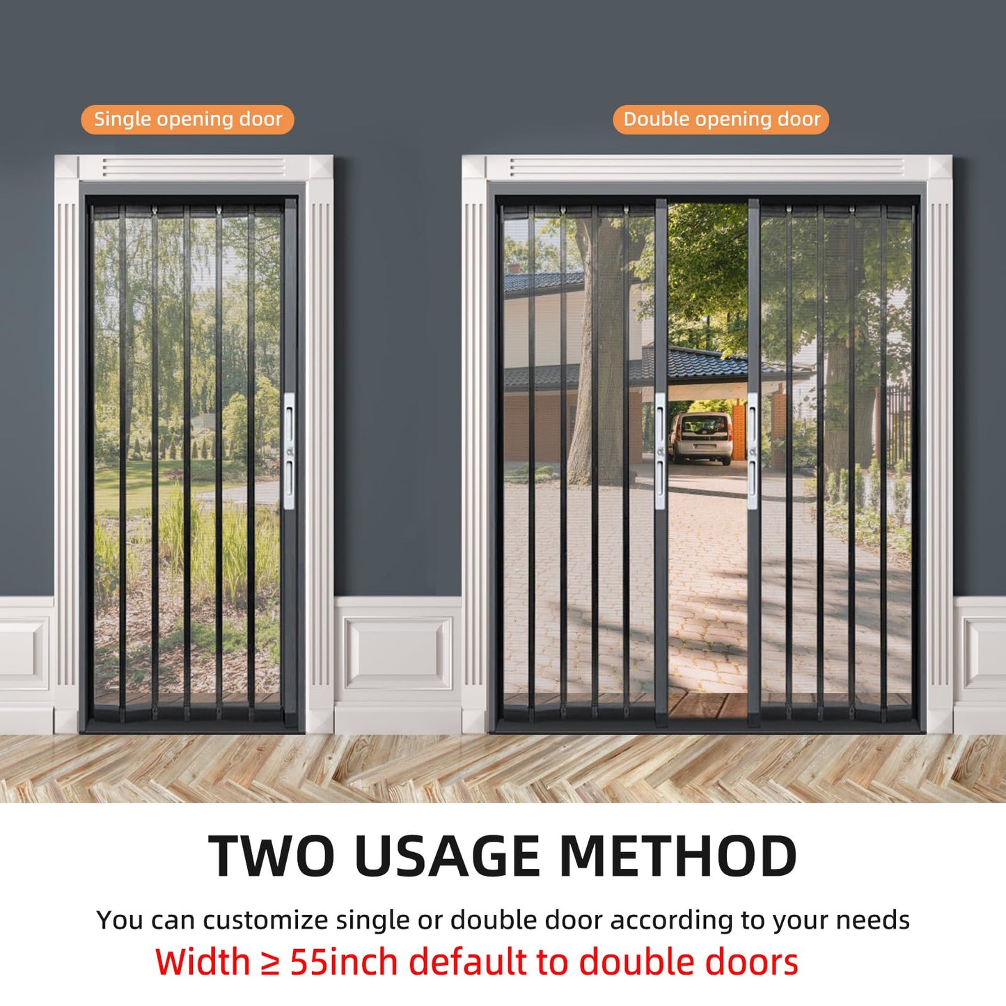 Vintarova Heavy-Duty Retractable Screen Door,Folding Door with Aluminum Frame and Durable Mesh, Keeps Bugs Out, Customize Size for Any Opening (Grey