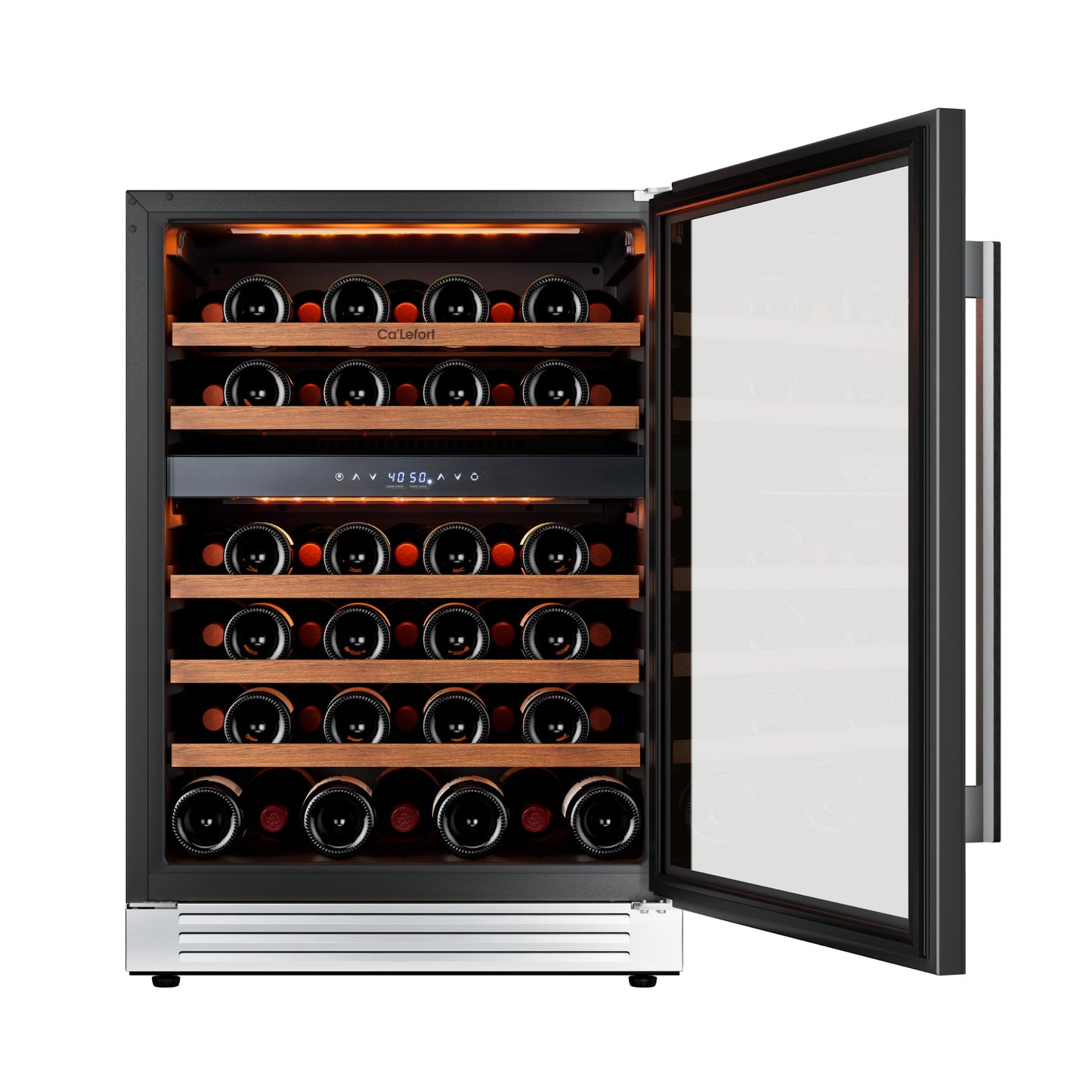 Ca'Lefort Wine Fridge & Cooler - 24 Inch 52 Bottle Wine Cooler Refrigerator, 40-65°F Dual Zone Wine Refrigerator Glass Door, 3 LED Built-in or Freestanding Fridge for Home/Bar/Kitchen (5.65 cu.ft)