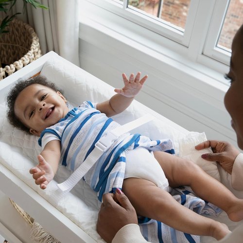 Ingenuity Contoured Changing Pad - Waterproof Liner & Safety Strap with Quick-Release Buckle