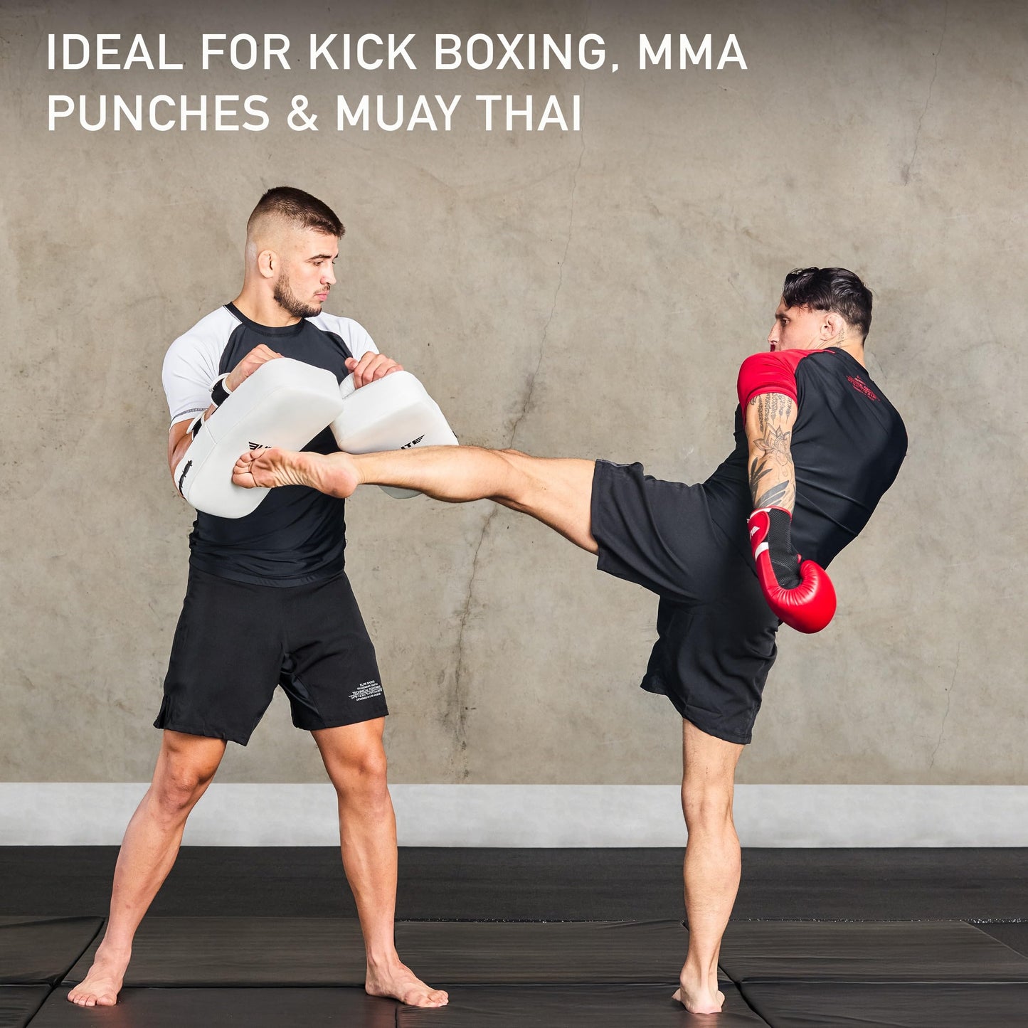 Elite Sports Muay Thai Kickboxing Training Pad for Kickboxing,MMA,Taekwondo,Karate. Ideal for Punches,Knees, and Kicks in Martial Arts Training (Solid White)