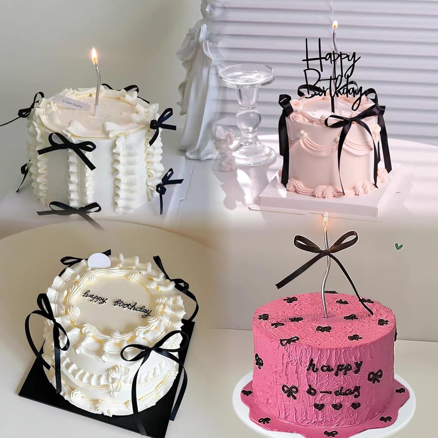 Skiennix 20 PCS Black Bow Cake Toppers - Elegant Party Decorations for Birthdays & Weddings