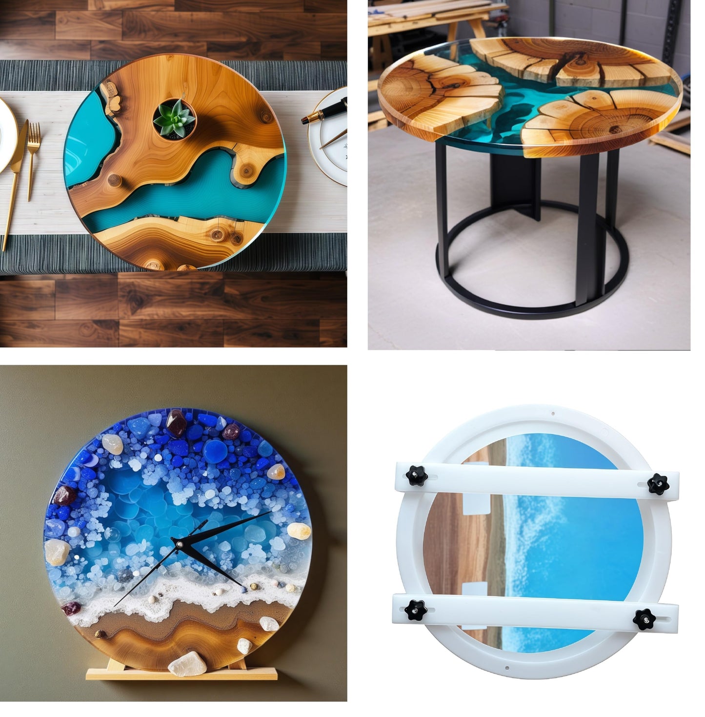 2Pcs Extra Large Round Resin Table Mold with Clamping System 24 Inch and 14 inch No Seal Epoxy Molds for River Table, Resin Clock, Floral Preservation Bouquet DIY Art