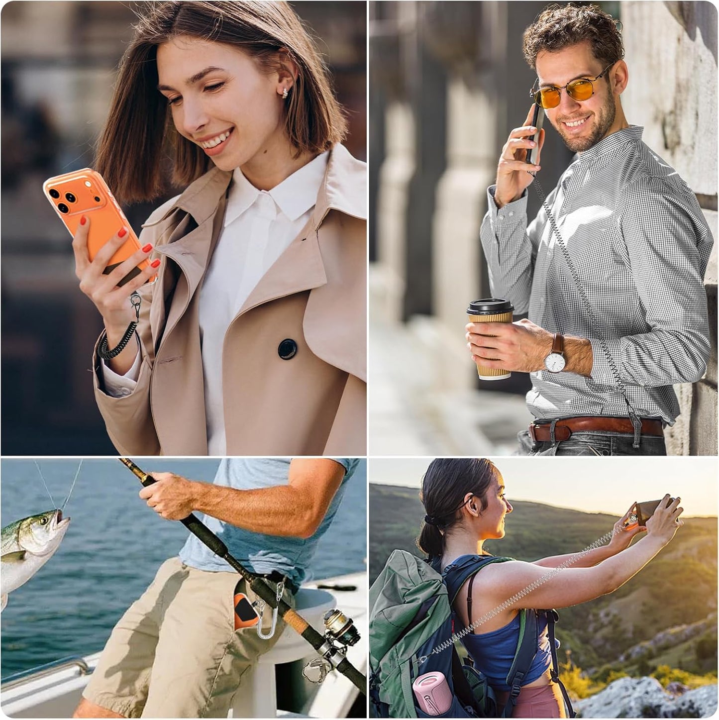 2 Pack Dadanism Phone Tether Lanyard, Anti-Theft & Anti-Drop Phone Strap, Spiral Retractable Safety Coiled Lanyard