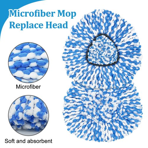 Mop Heads Replacements for O-Cedar RinseClean 2-Tank Spin Mop, Mop Replace Head for O Cedar, Mop Heads Include 4 Pack Mop Refills, 2 Scrubber Mop Heads, 1 Mop Base, Reusable, Easy to Replace