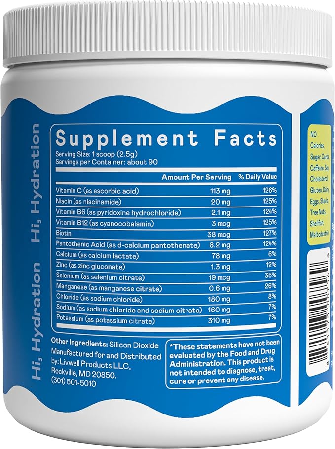 Hi-Lyte Daily Essentials Electrolytes Powder Mix Unflavored, 90 Servings