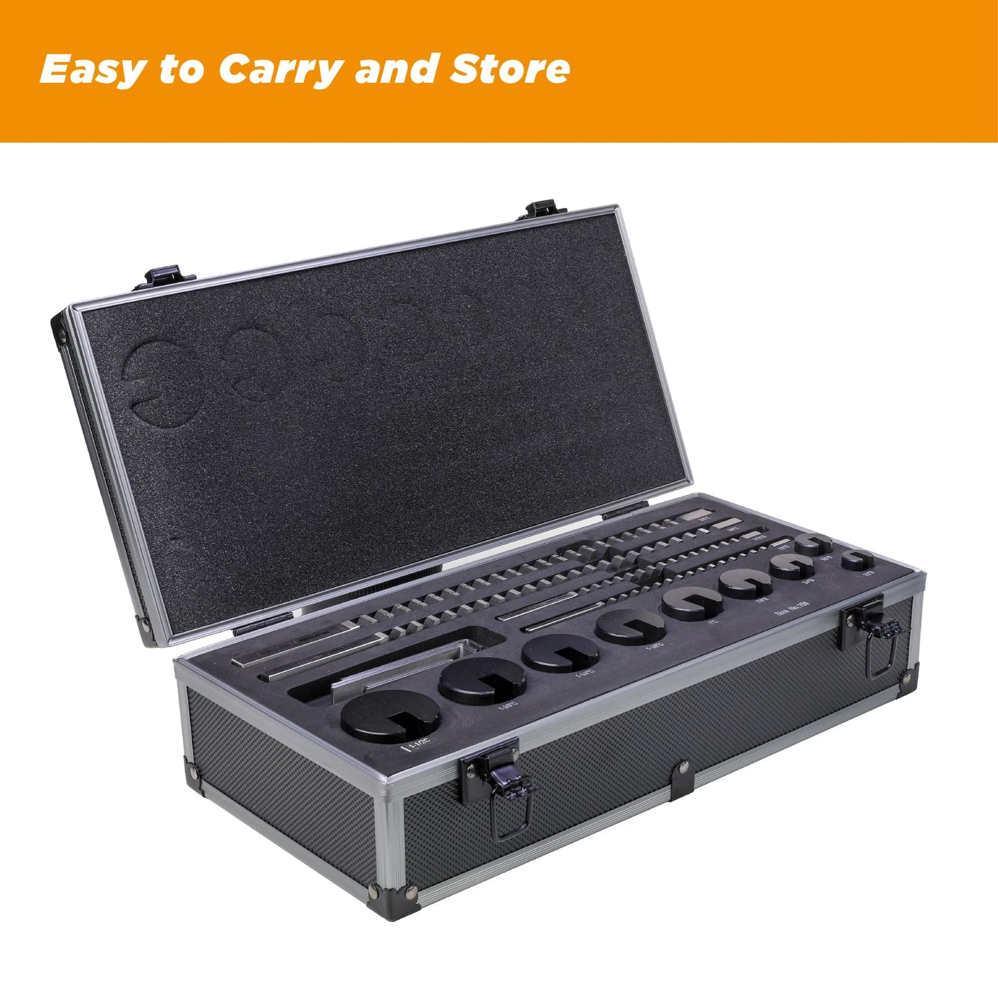 Jerax tools No.10 Keyway Broach Sets 18 Pcs Inch HSS Industrial Tools with 4 Broaches, 9 Bushings and 5 Shims
