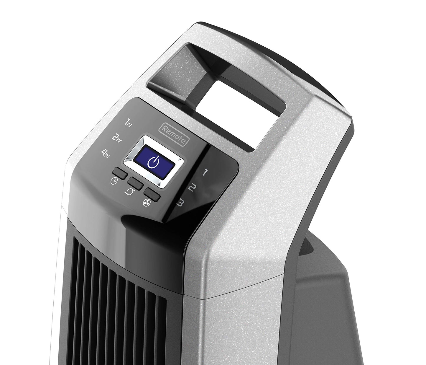 Lasko High Velocity Oscillating Tower Fan, 3 Powerful Speeds, Timer, Adjustable Directional Louvers, Remote Control, For Bedroom, Basement, Garage Use, Black/Silver, 35", U35120