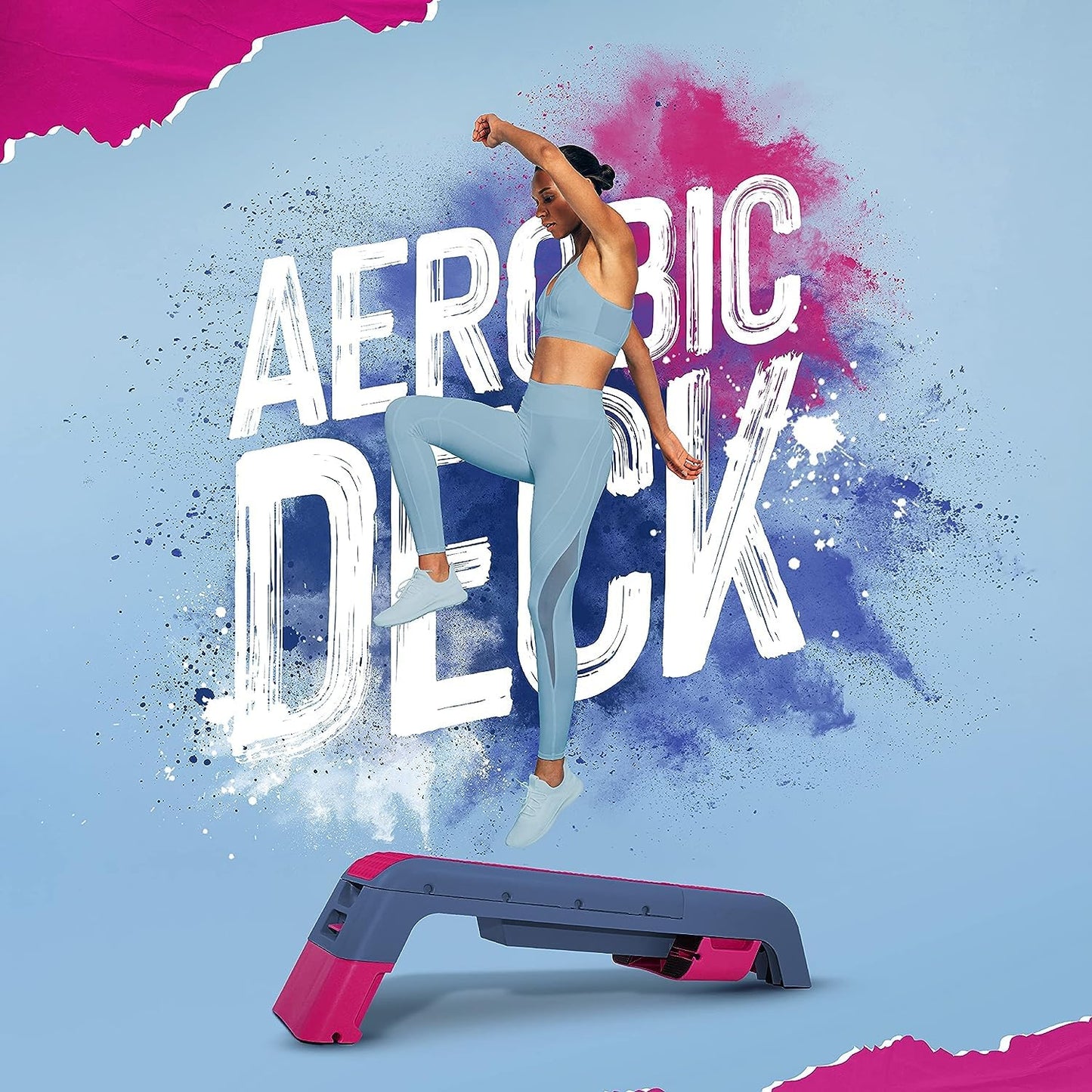 Yes4All Multifunctional Fitness Aerobic Step Platform/Aerobic Deck, Household Step Workout Bench for Home Gym (Hot Pink/Navy Blue)