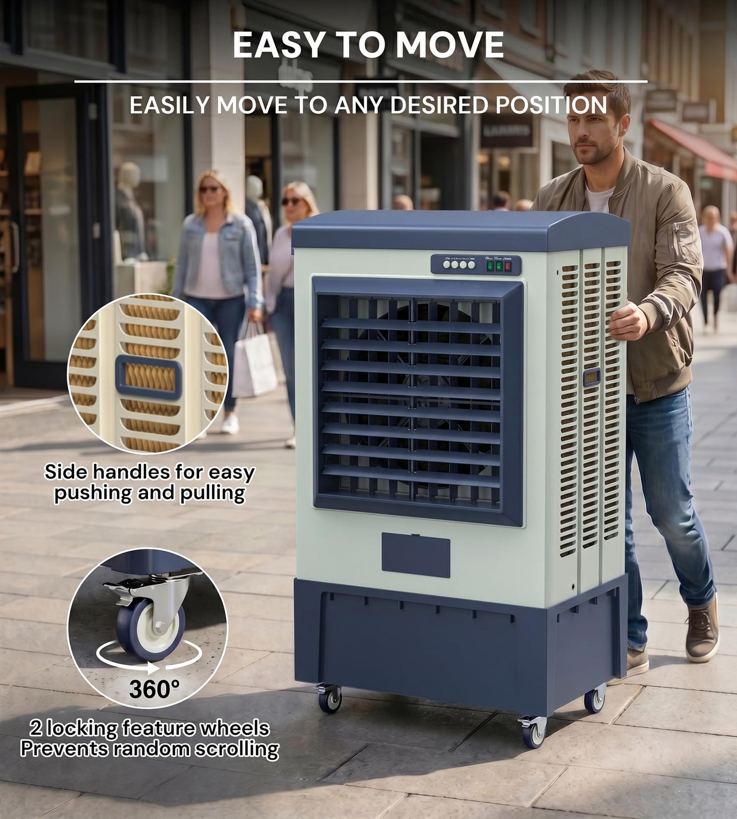 Landeagle 49″ Swamp Cooler Air Conditioner, 6500CFM Portable Evaporative Coolers with 19 Gal Tank,120°Oscillation, Outdoor Cooling Fan with Continuous Auto Fill for Patio Garage Industry Commercial