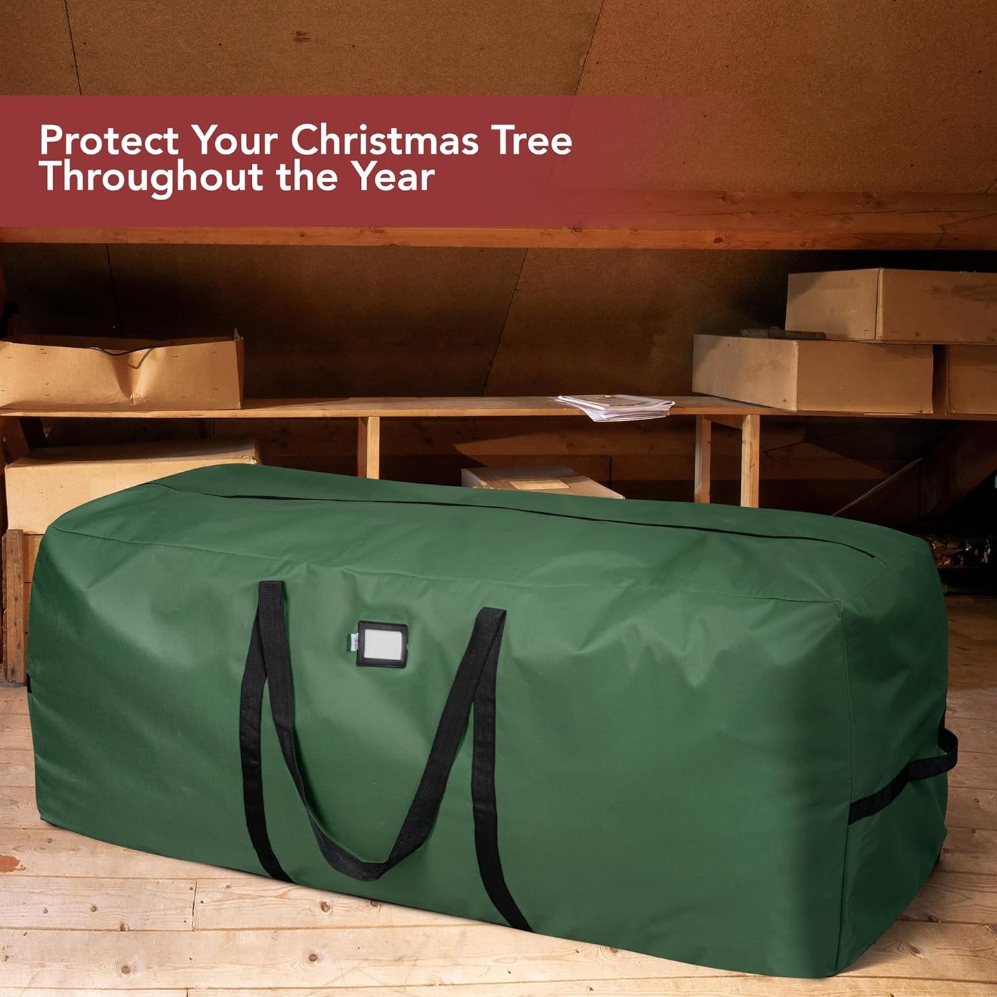 Skiennix Christmas Storage Bag - Heavy Duty Waterproof Design for 7.5ft Artificial Tree | Green with Durable Handles & Zipper