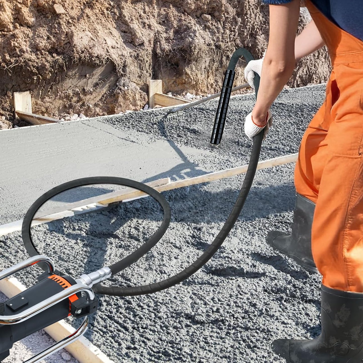 18FT Electric Vibrator Concrete Handheld,2HP 1700W 18000RPM Powerful Copper Motor Construction Insertion Cement Vibrator Remove Air Bubble,Mix Concrete with Flexible Shaft Long working area