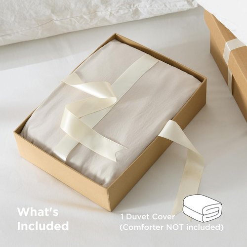 Bedsure Duvet Cover - Extra Soft Prewashed Cotton-Like Polyester | Queen Size 90x90 Inches, Linen