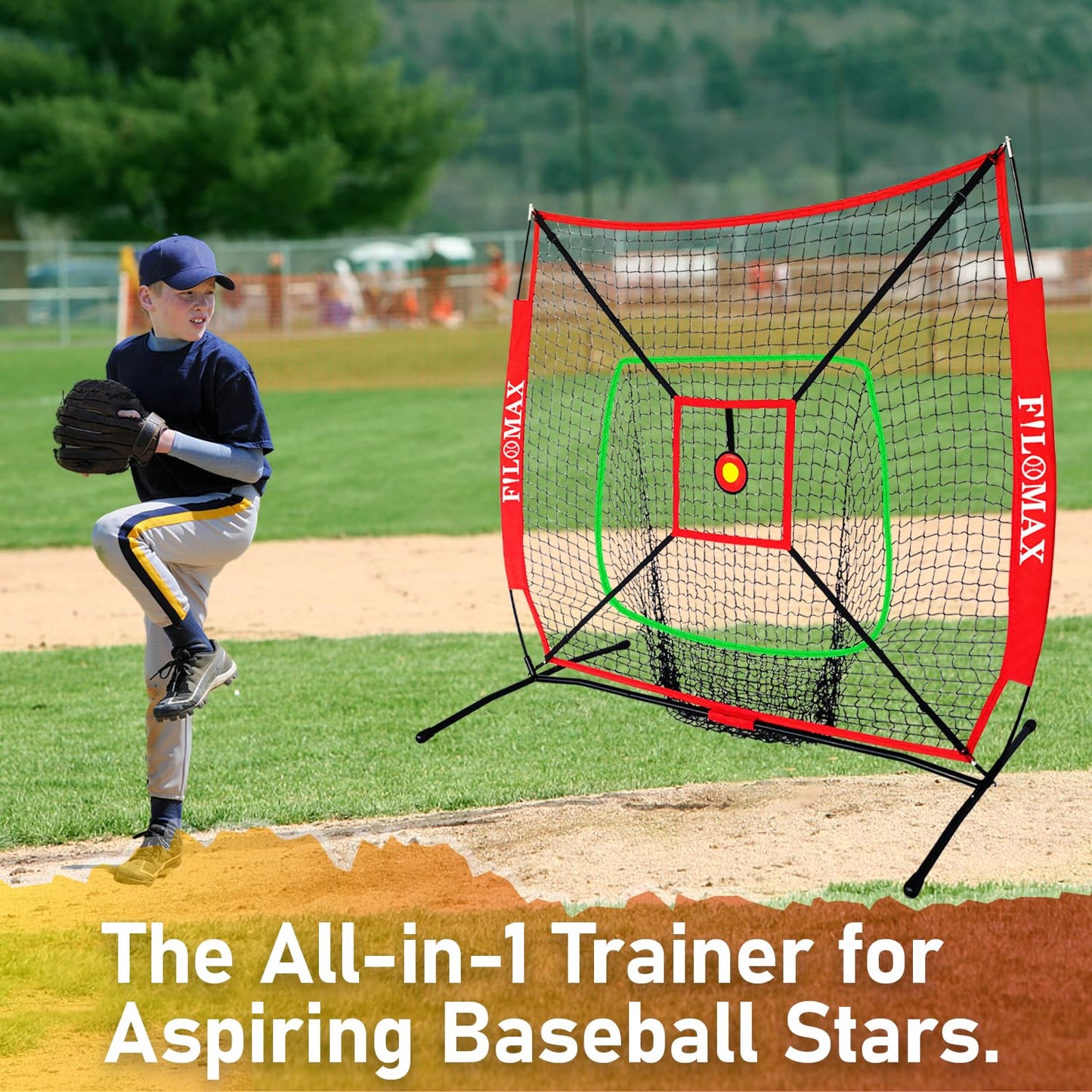 5x5 FT Baseball & Softball Practice Net with Red Strike Zone & Target | Youth Baseball & Softball Training Net for Hitting, Pitching, Batting |for Accurate Throwing Practice,Includes Carry Bag.
