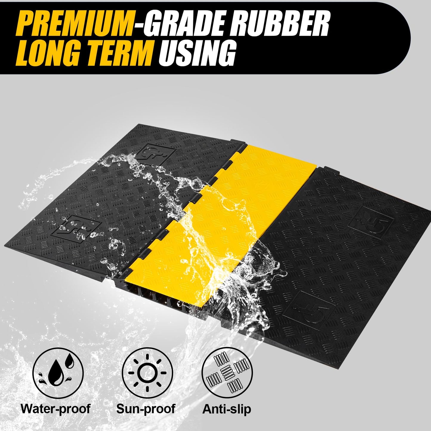 WKINGBOOM 5 Channel Rubber Cable Protector Ramp, ADA Compiant Low Profile Drive Over Cable Protector, Wire Cord Cover Ramp for Wheelchiar, Walker, Gait Trainer, Rollator, Scooter, Low Vehicles