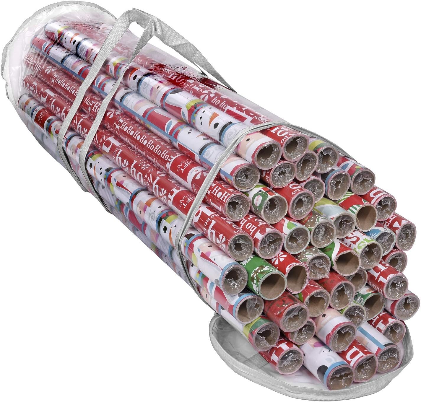 ProPik Wrapping Paper Storage Bag - Heavy Duty Organizer for 24 Rolls, 40 Inch Long | Clear PVC with Handles