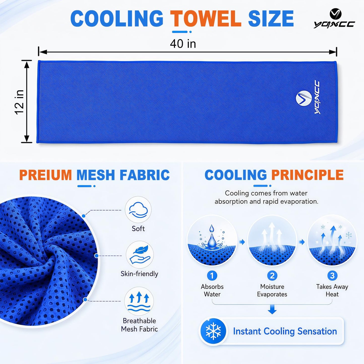 YQXCC Cooling Towels | 4 Pack 40"x12" | Cool for Neck | Microfiber Soft Breathable Chilly for Sports, Yoga, Golf, Gym, Camping, Running, Workout & More Activities