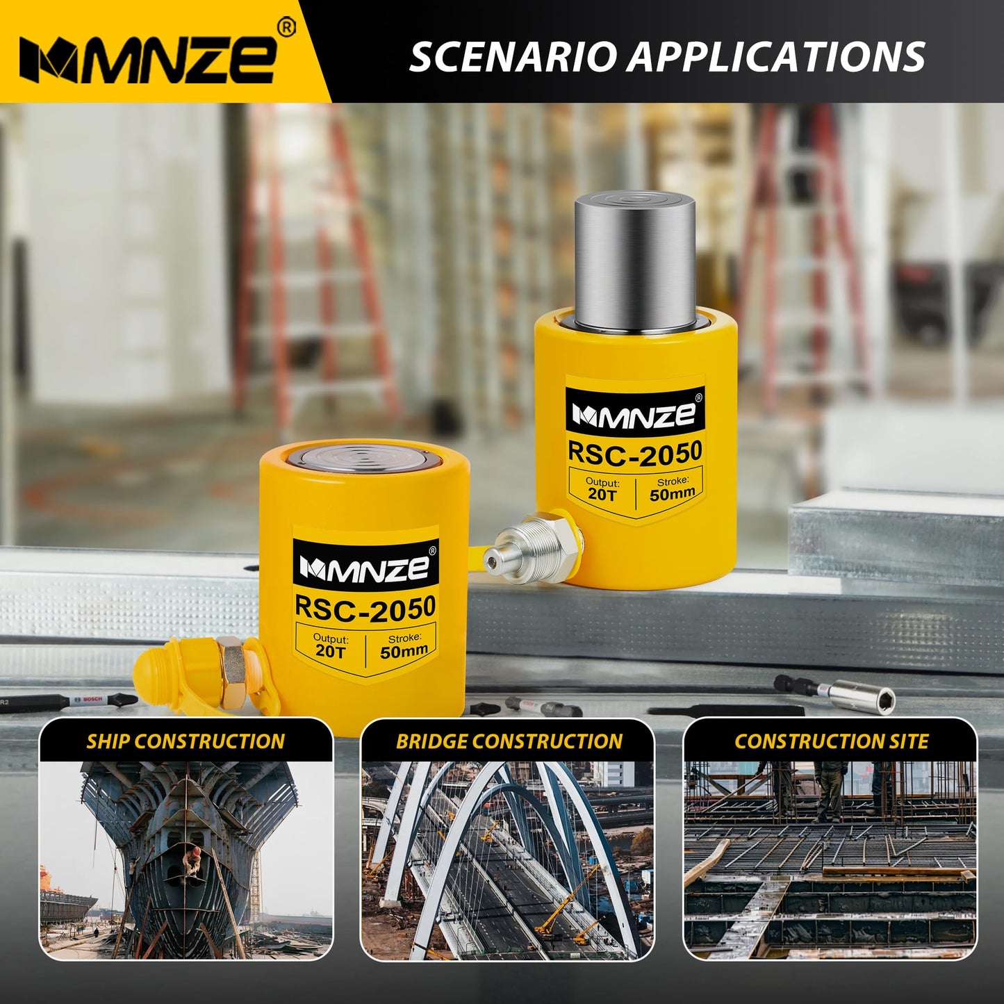 MMNZE 20T 2" Stroke Hydraulic Cylinder Jack Sets Porta Power Ram Jack Kits Single Acting Lifting Cylinder Retract Automatically with CP-180 Hydraulic Hand Pump
