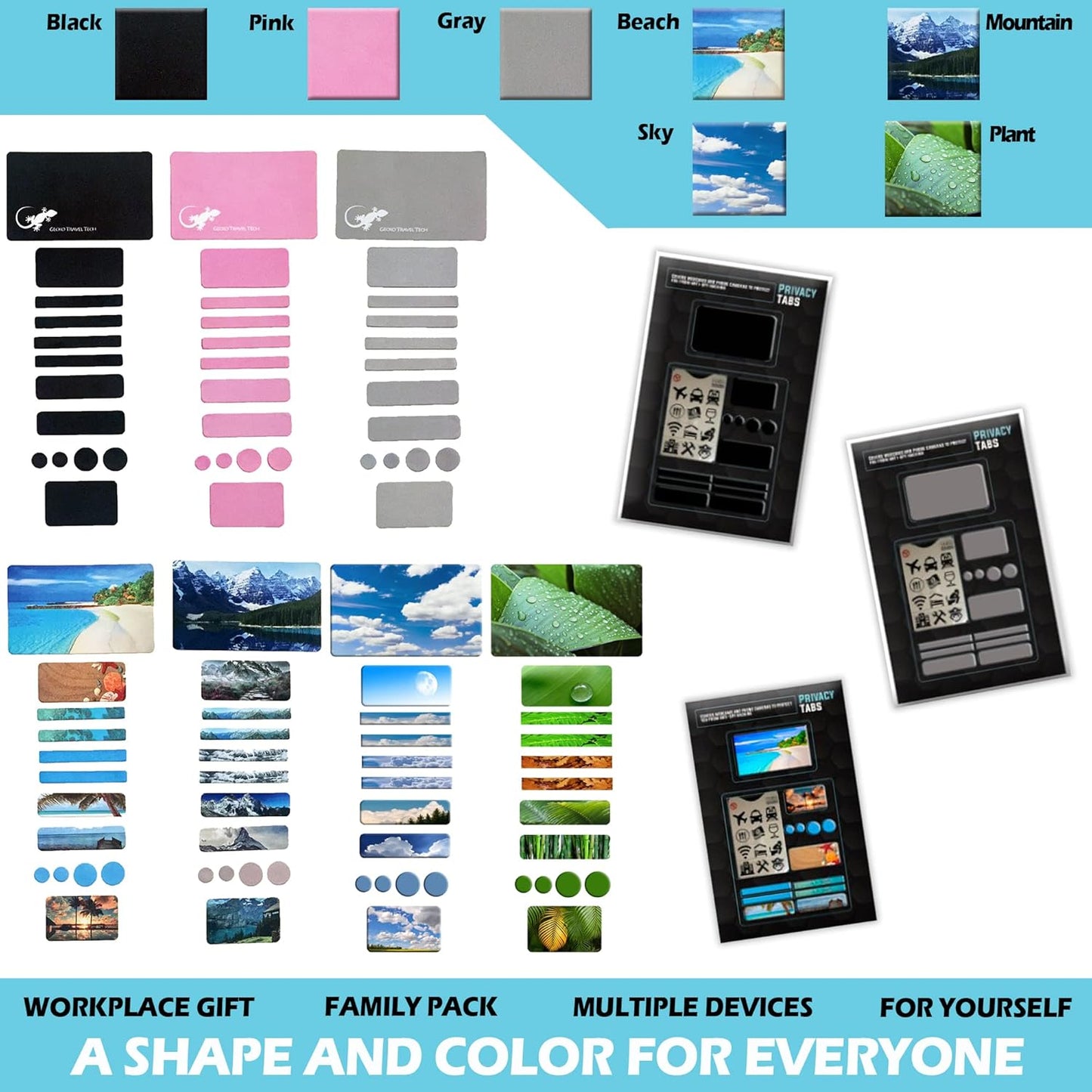 Gecko Travel Tech Webcam Covers - Laptop Webcam Cover - Tablet Webcam Covers - Smart TV & for Every Size Webcam on Any