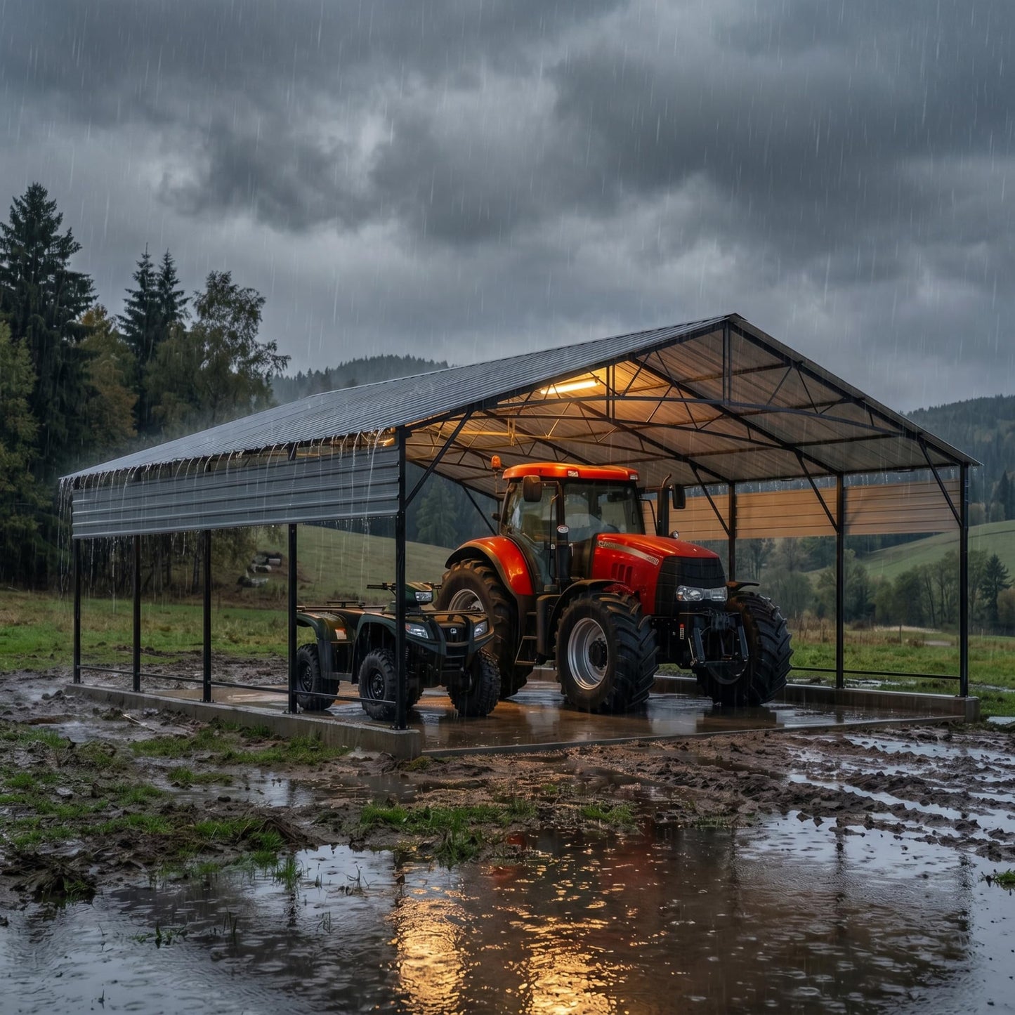 Devoko 20x20 FT Metal Carport, Heavy Duty Car Canopy with Galvanized Steel Roof, Reinforced Base Frame, All-Weather Garage, Outdoor Shelter for Cars, Trucks, Boats, Tractors & RV (Black)