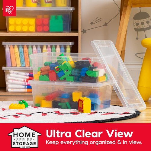 IRIS USA 7 Qt. Storage Bins - Durable, Stackable Organizers | 12 Pack for Home & Office