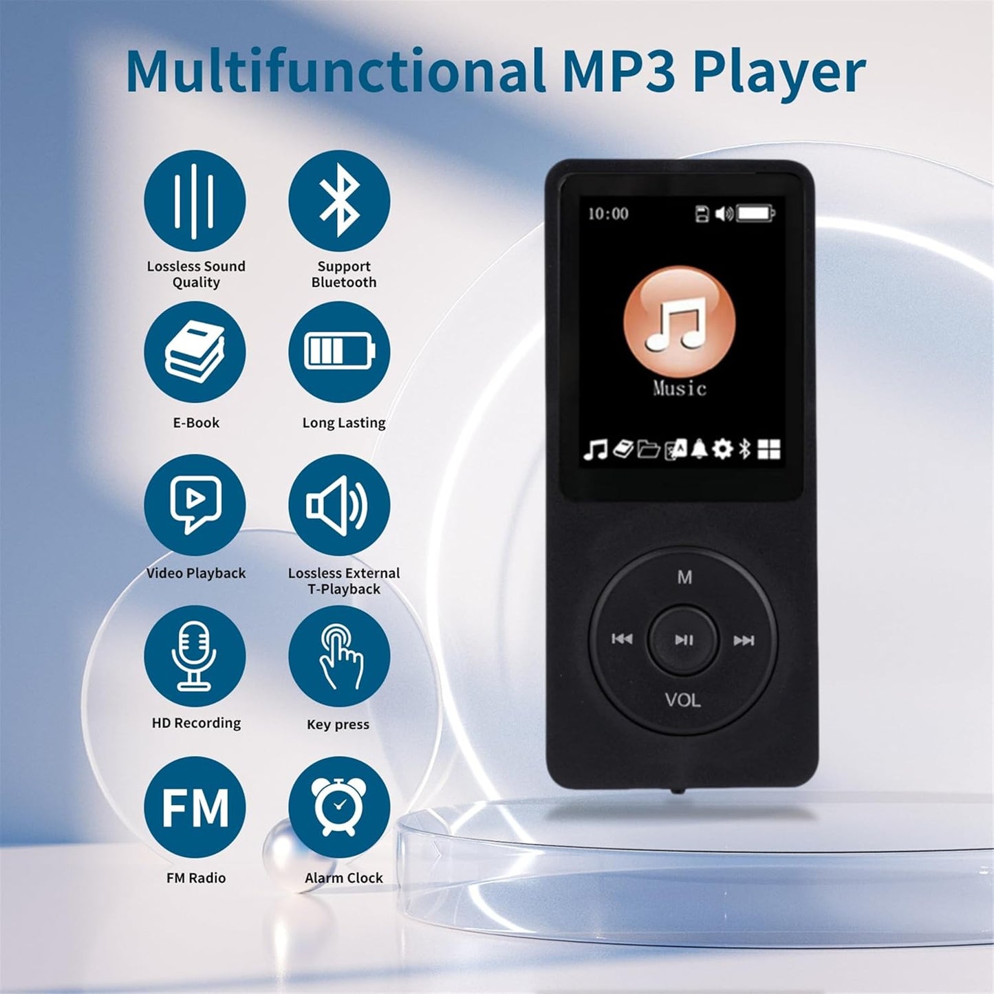 undersary 128GB MP3 5.2 Player with Bluetooth Portable Multi-Function Music Player with HD Speaker,FM Radio, Voice