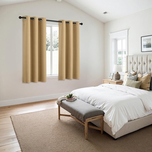 MIULEE Gold Blackout Curtains - Thermal Insulated Room Darkening Drapes | 45-Inch Length, 2 Panels