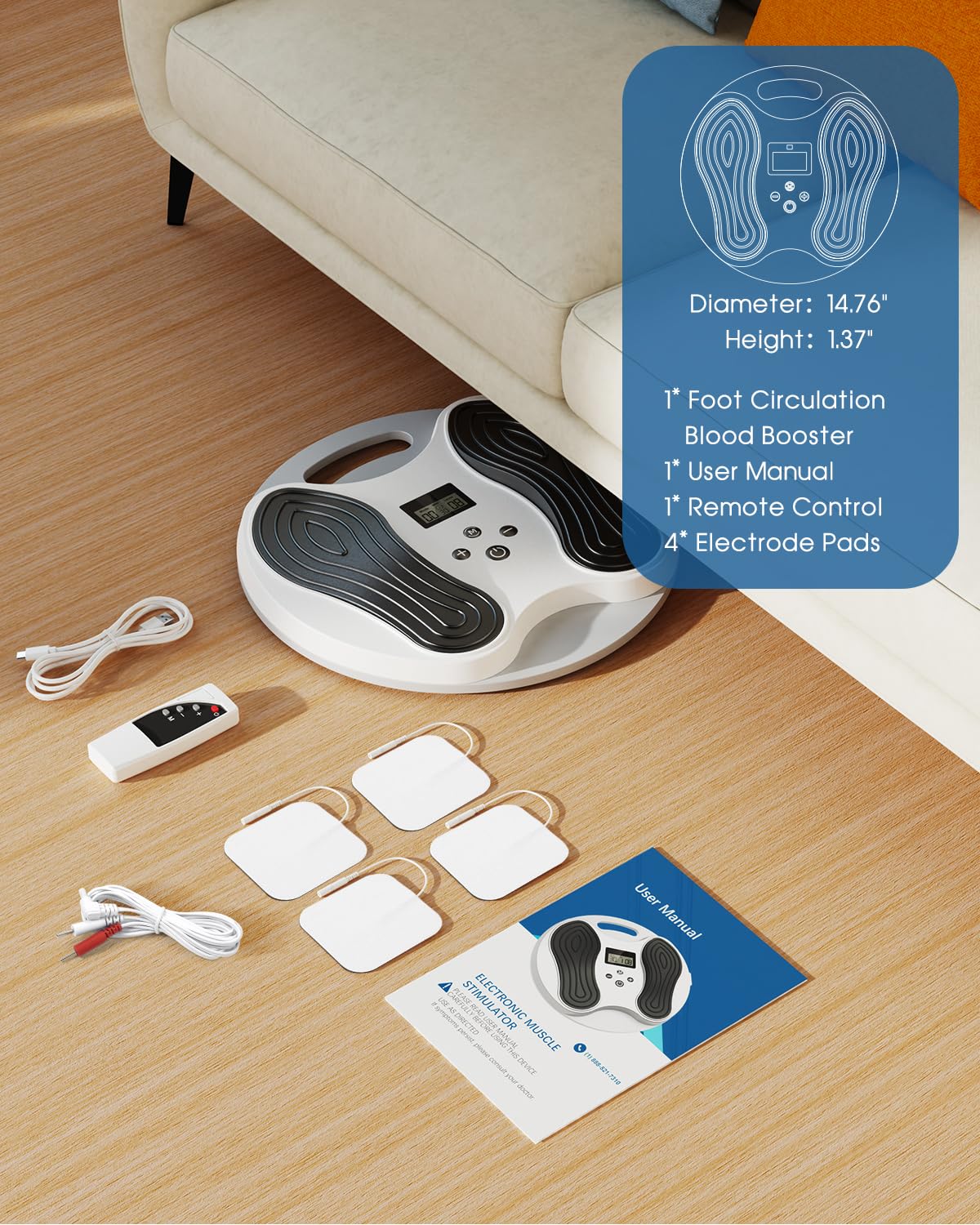 EMS Foot Massager for Neuropathy, NMES Foot Stimulator for Neuropathy Feet Nerve FSA&HSA Eligible item Electric Foot Massager for Circulation and Pain Relief with 4 TENS Unit Muscle Stimulator Pads
