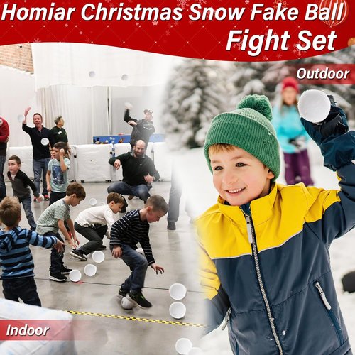 Homiar Snow Fake Balls - 100 Pack Soft Artificial Snow Toy Balls for Indoor & Outdoor Winter Fun