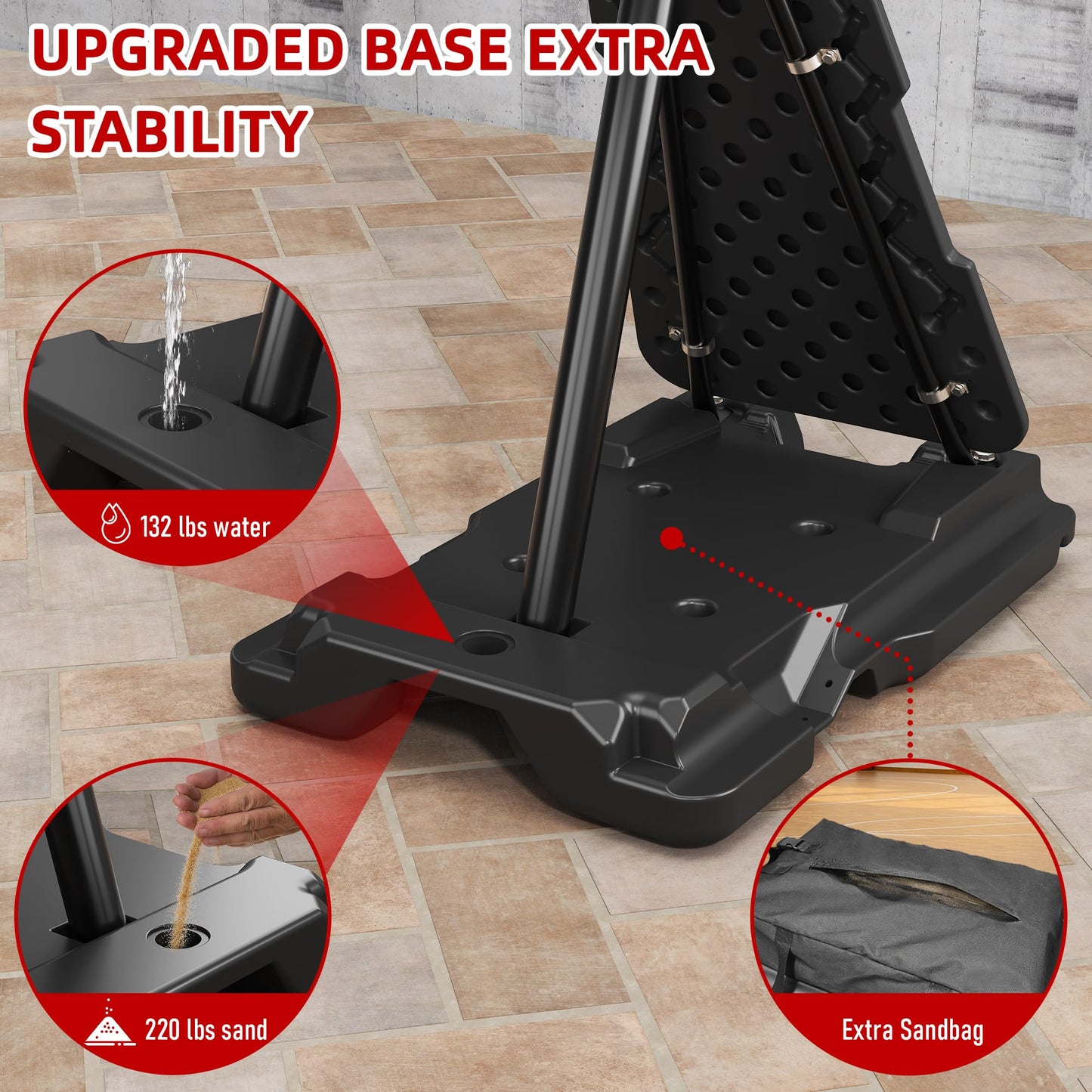 Cofiyard Basketball Hoop Outdoor with 44&48&54In Shatterproof Backboard, 5.25-10FT Height Portable Basketball Hoop with Sandbag, Adjustable Basketball Goal System